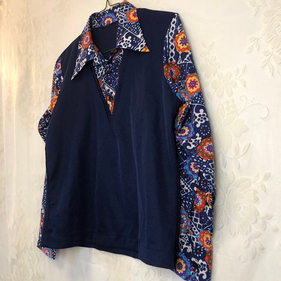 1960s Vintage Floral & Plaid Absract Vest Shirt - Picture 3 of 5